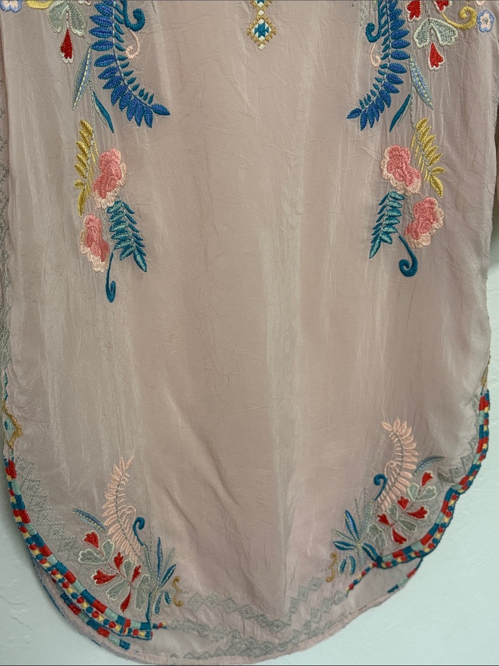 Johnny Was Dusty Blush Embroidered Floral Boho Tunic - Picture 8 of 11